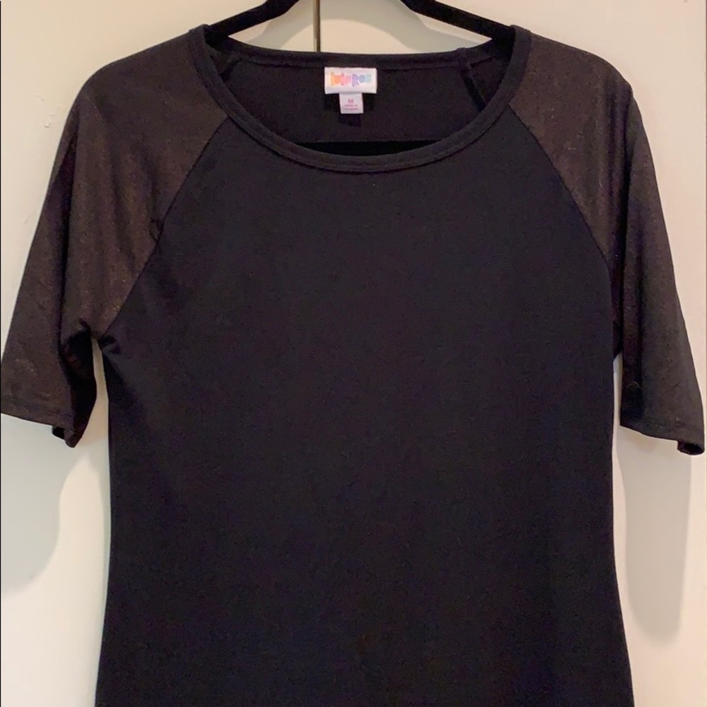 LuLaRoe Julia with metallic sleeves. Size M. NWOT